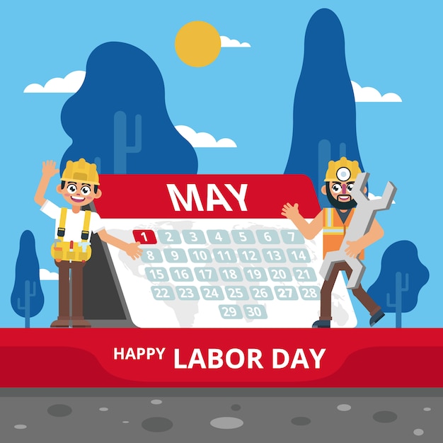 Labor Celebrating May Day America on Calendar