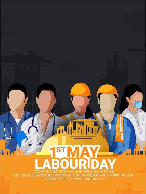 Labor Day 1st Maybig Posterbanner illustration sketch With A Group Of People Of Different Occupat