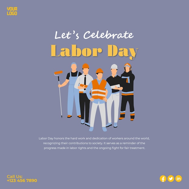 Labor Day 2024 Celebrating Workers Progress Labor Day Post Design Vector EPS