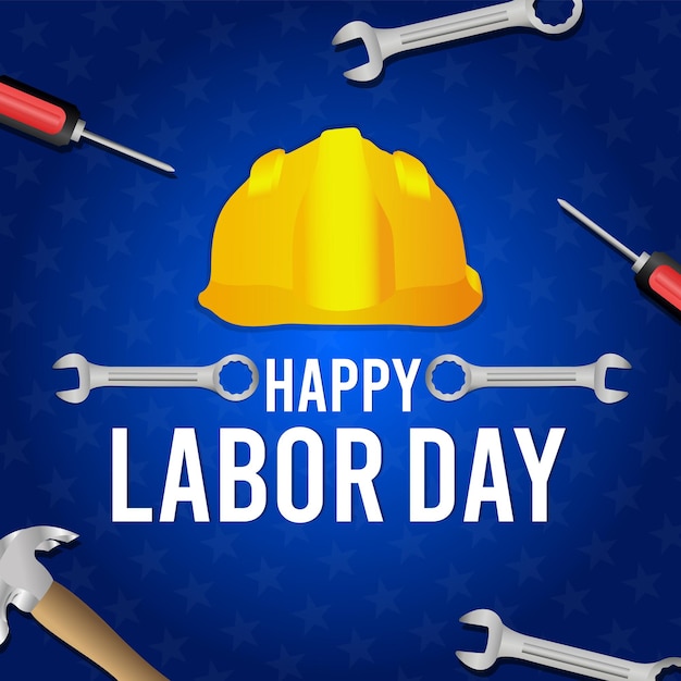 Labor day background with realistic tools