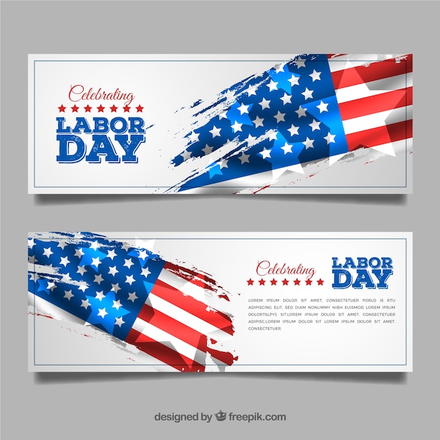 Vector labor day banners with flag