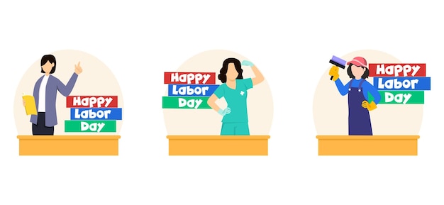 Labor Day Bundle Flat Illustration