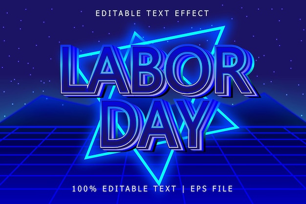 Labor Day Editable Text Effect 3 Dimension Emboss Retro Style