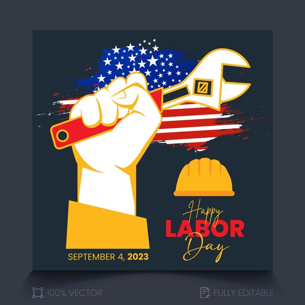 Vector labor day facebook post image design