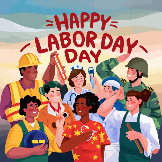 Labor day flat drawn illustration