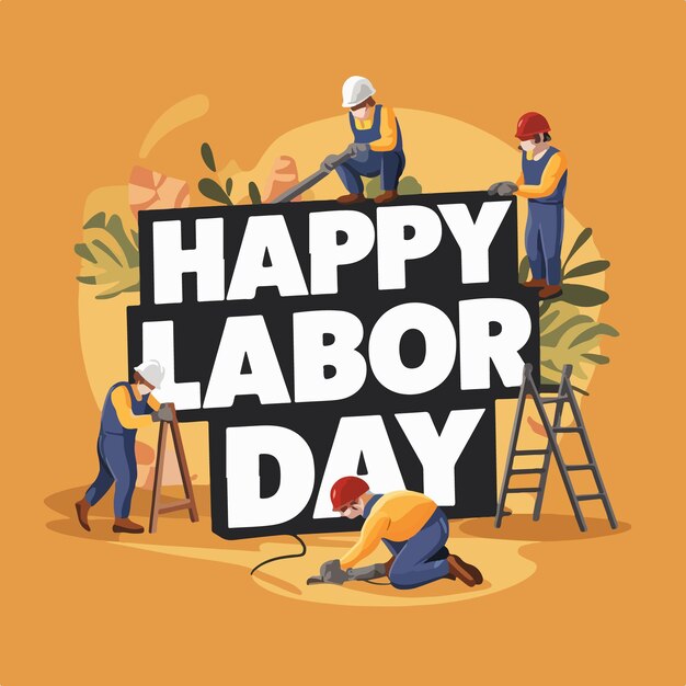 Labor day flat drawn illustration