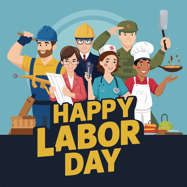 Labor day flat drawn illustration