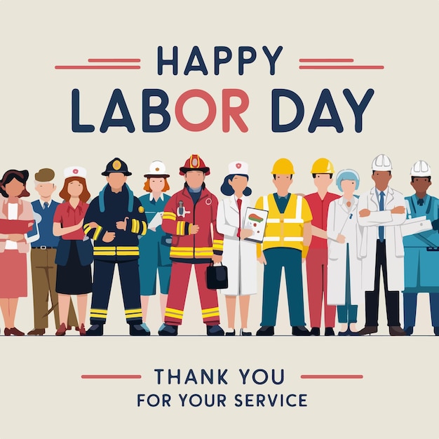 Labor day flat drawn illustration