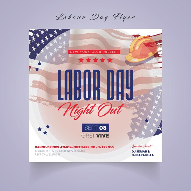 Vector labor day flyer labour day celebration party instagram post template happy labour day