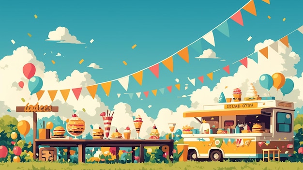 Vector labor day food truck festival poster