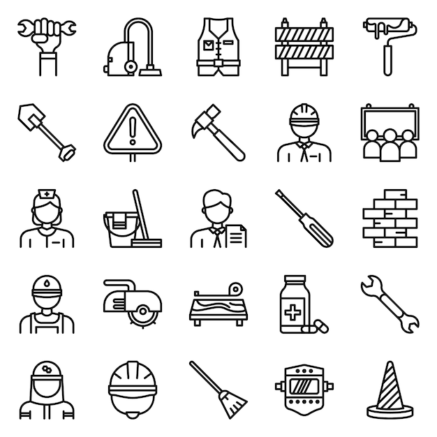 Labor day icon pack, with outline icon style