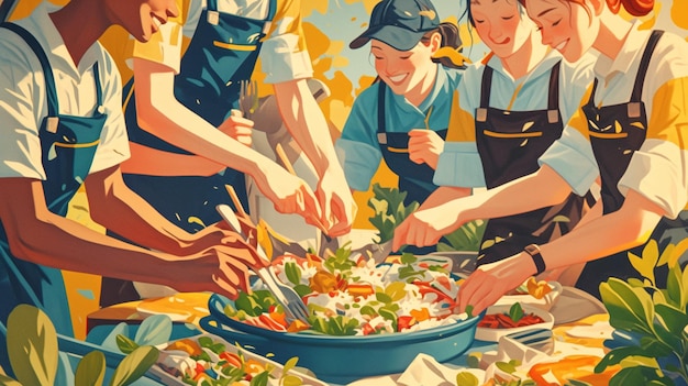 Vector labor day potluck dinner poster