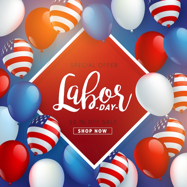 Labor day sale promotion advertising banner template.