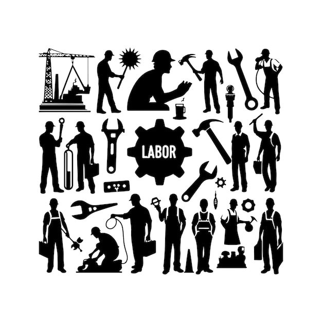 Vector labor day silhouette logo icon vector labor day vector silhouette design template