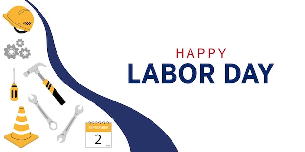 Vector labor day vector banner with construction tools