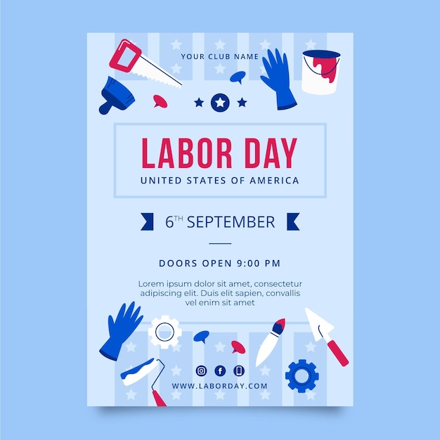 Vector labor day vertical flyer template