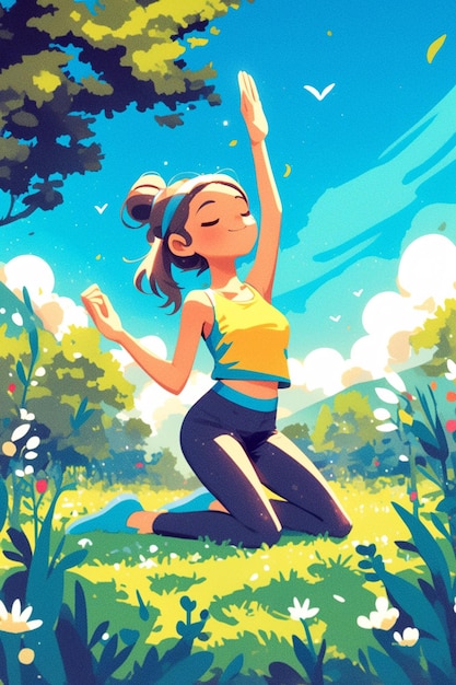 Vector labor day yoga in the park poster