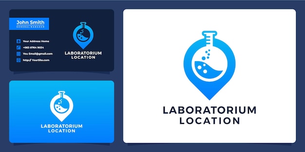 Laboratorium and Location combination luxury logo design and business card template