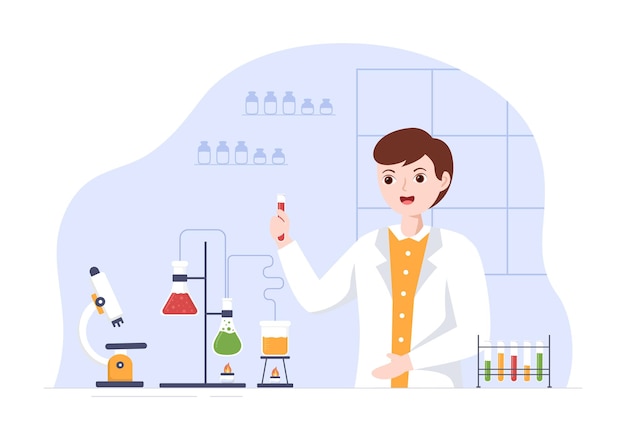 Laboratorium with Conducting Research Scientific and Measurement in a Lab in  Illustration