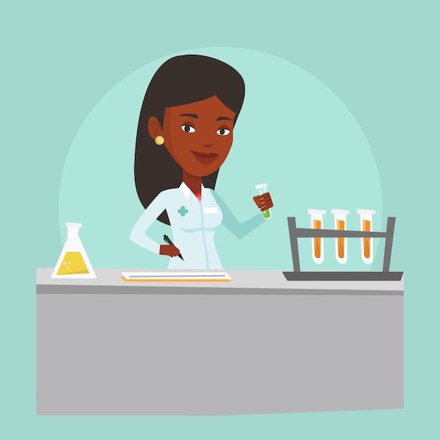 Laboratory assistant working illustration.