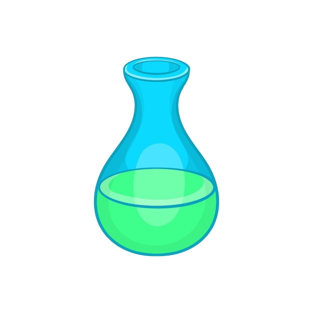 Laboratory flask icon in cartoon style on a white background