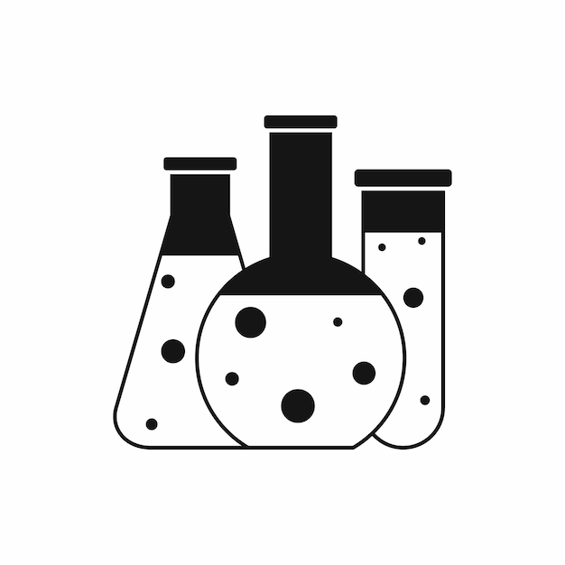 Laboratory flasks icon in simple style isolated on white background Scientific research symbol