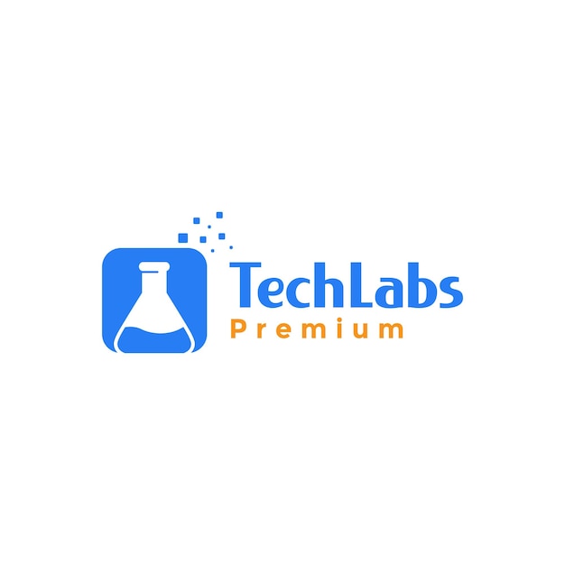 Laboratory glass with tech abstract logo symbol icon vector graphic design illustration idea