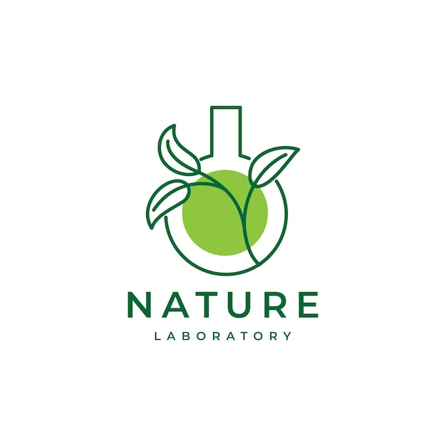 Laboratory lab glass with leaves logo design