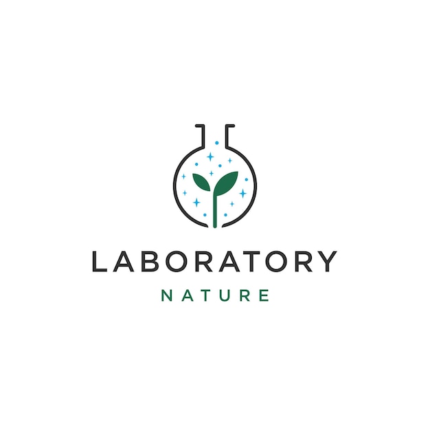 Laboratory leaf logo icon design template flat vector illustration