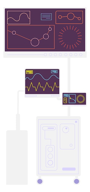 Laboratory monitor with scientific charts Experiment research equipment