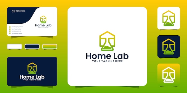 Laboratory research home logo design inspiration and business card