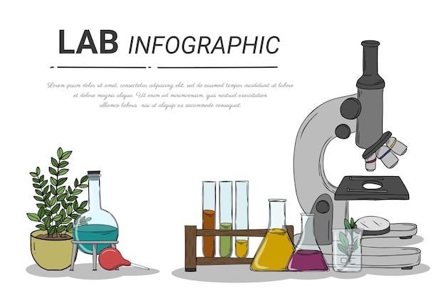 Laboratory research with science glass est tube vector illustration