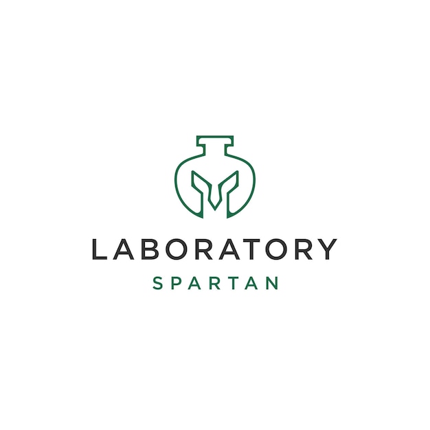 Laboratory warrior line logo design template flat vector