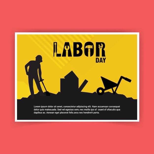 Labour day card with typography and pink theme vector 