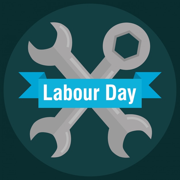 Labour day. Wrench keys tools crossed