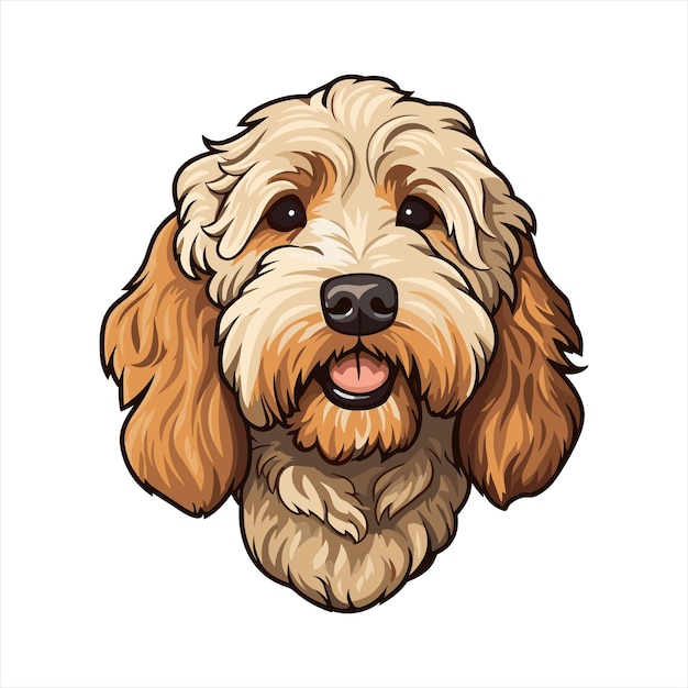 Labradoodle Dog Breed Cute Cartoon Kawaii Character Animal Pet Isolated Sticker Illustration