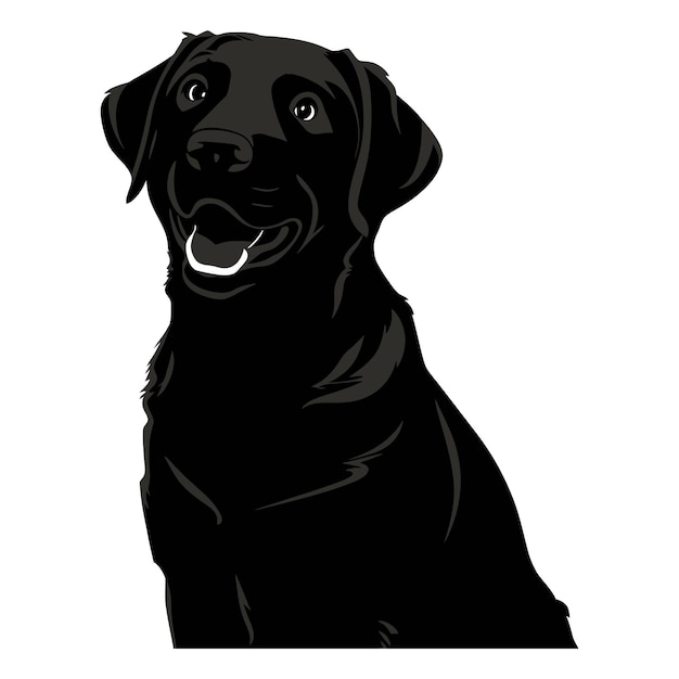 Vector labrador retriever dog set silhouette black vector on white background