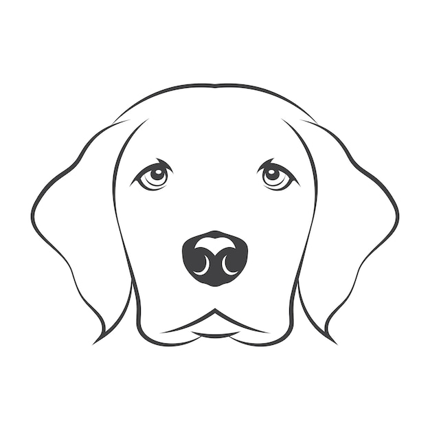 Labrador Retriever Head isolated on White Background. Abstract Dog Face Line art- Dog Logo