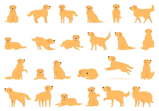 Labrador Retriever icons set cartoon vector Puppy dog Cute animal