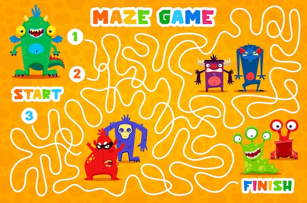 Labyrinth maze monster characters kids board game