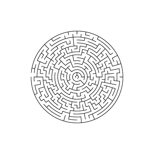 Labyrinth with entrance and exit round maze game