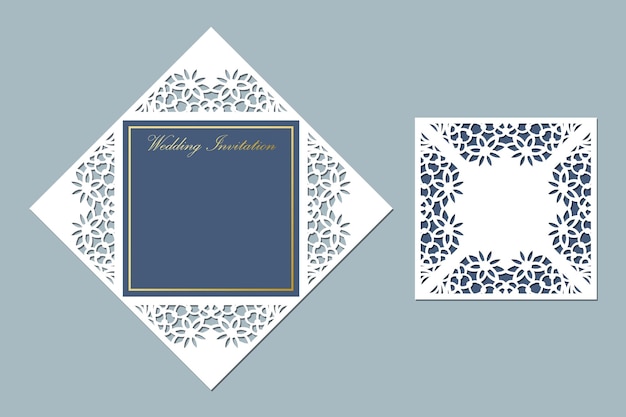 Lace wedding invitation Laser cut Paper cut template