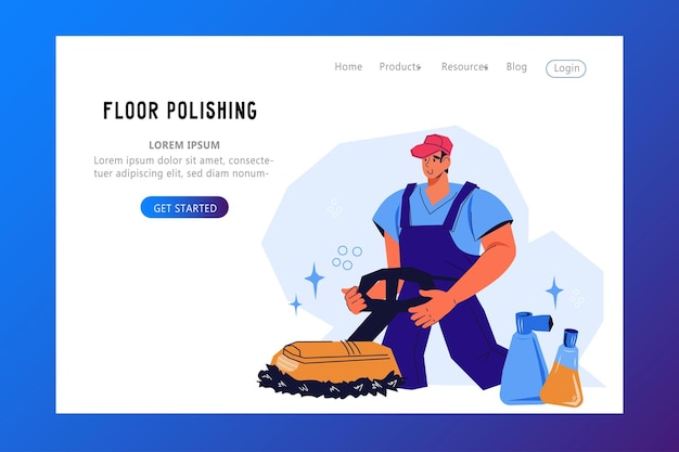 Lacquering and polishing of wooden floors service website banner template