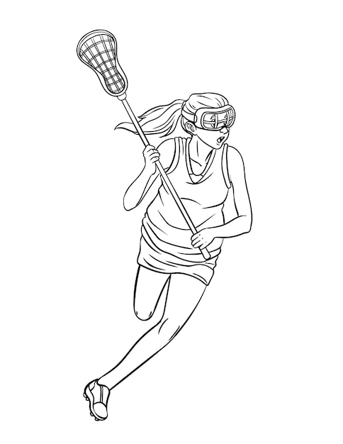 Lacrosse Isolated Coloring Page for Kids