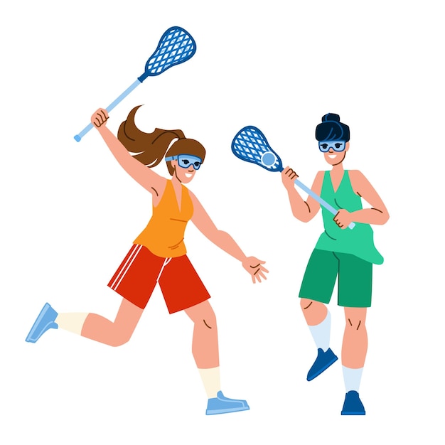 Lacrosse sport woman vector