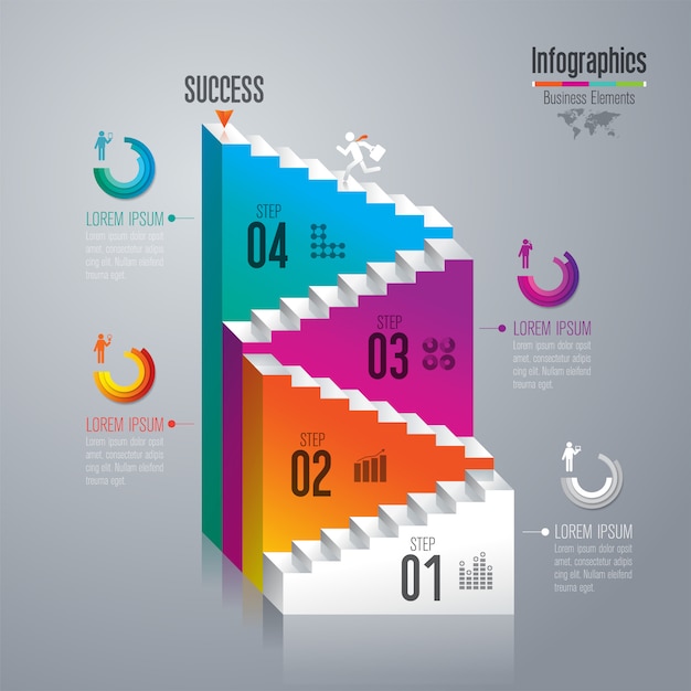 Ladder to success, infographic design template