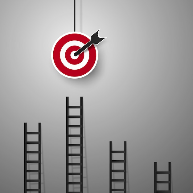 Ladders to goal for business concept