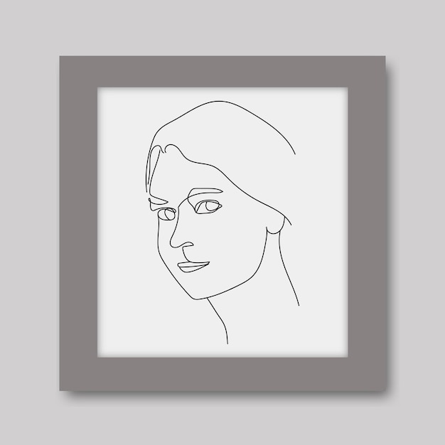 lady face illustration continuous line art hand drawing