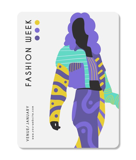 Lady Fashion poster design template. Minimalistic style vector illustration.