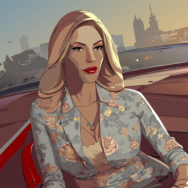 Vector a lady gta style vector illustration